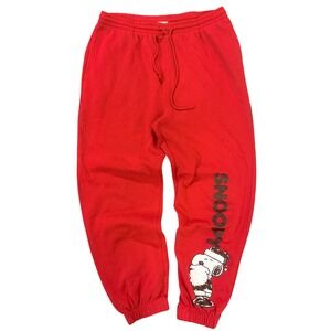 Peanuts Snoopy Santa Red Graphic Sweatpants Mens Size Medium Christmas Vibe